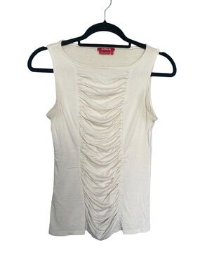 Dorothee Bis Cream Sleeveless Ruched Front Tank